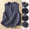 Women's Summer Cotton Linen Vest Casual Loose V-neck Sleeveless Jacket Coat Korean Style Fashion Elegant Casual Vest Top