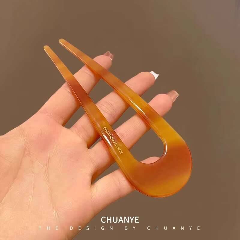 Mode Elegant Marmor Muster Haarnadel Für Frauen Acryl U Form Haarstab Haarschmuck Accessoires Schmuck Haarspangen Schmuck