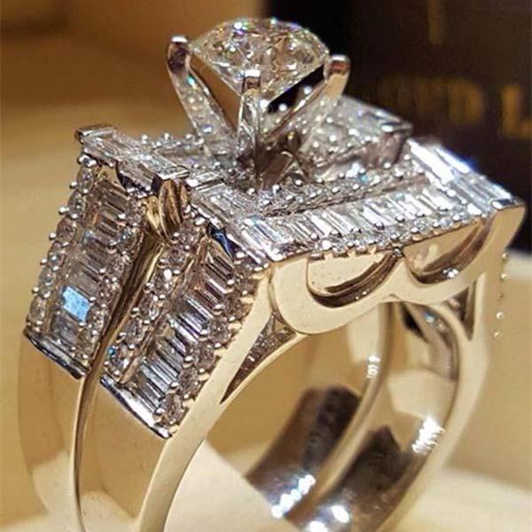 Adel Luxus Farbe Imitierte AAA CZ Diamanten Ringe für Damen Verlobung Hochzeit Schmuck Party Bankett Accessoires