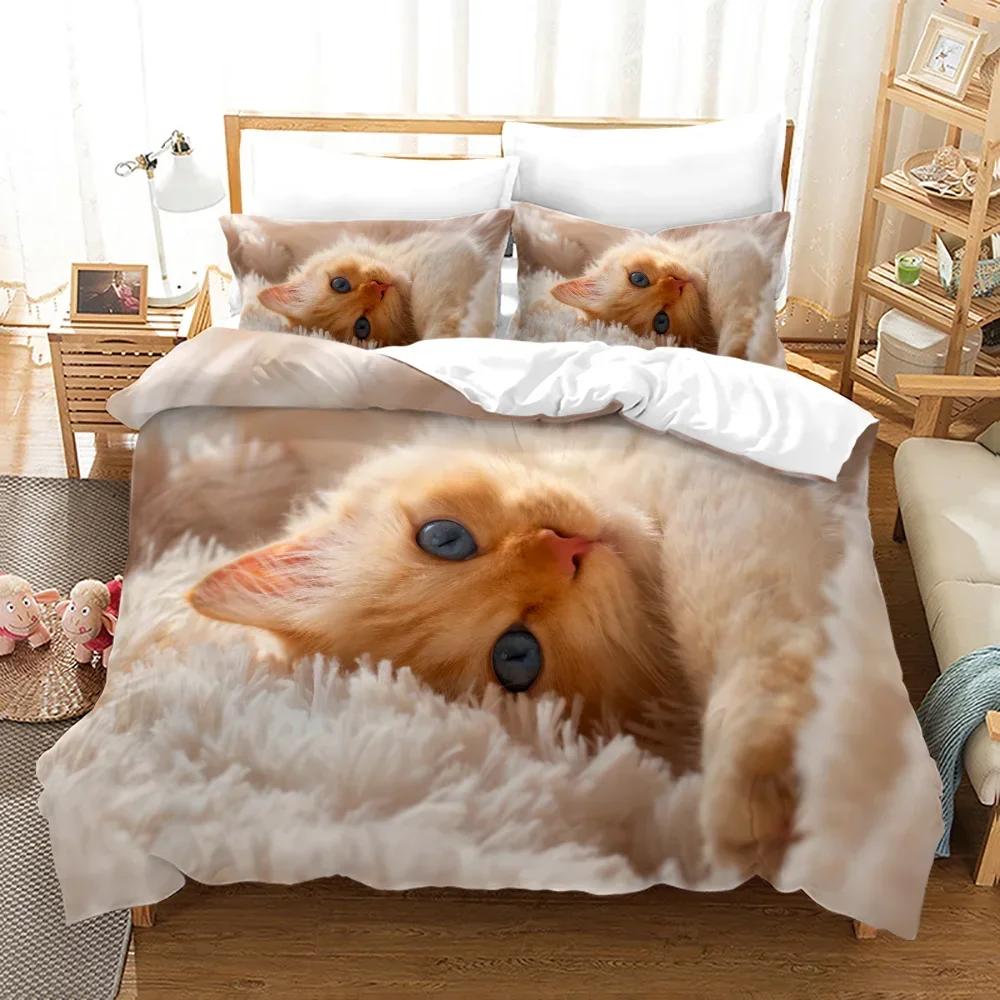 3D Lustige Süße Katzen Schwarze Katze Bequemer Bettbezug Steppdecke Kissenbezug Bettwäscheset Kinder Schlafzimmer Dekoration Heimtextil