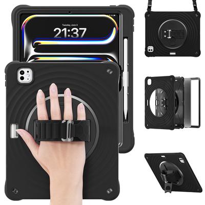 Voor iPad Pro 13 (2024) Hoes Standaard Handriem Tablethoes met Schouderriem