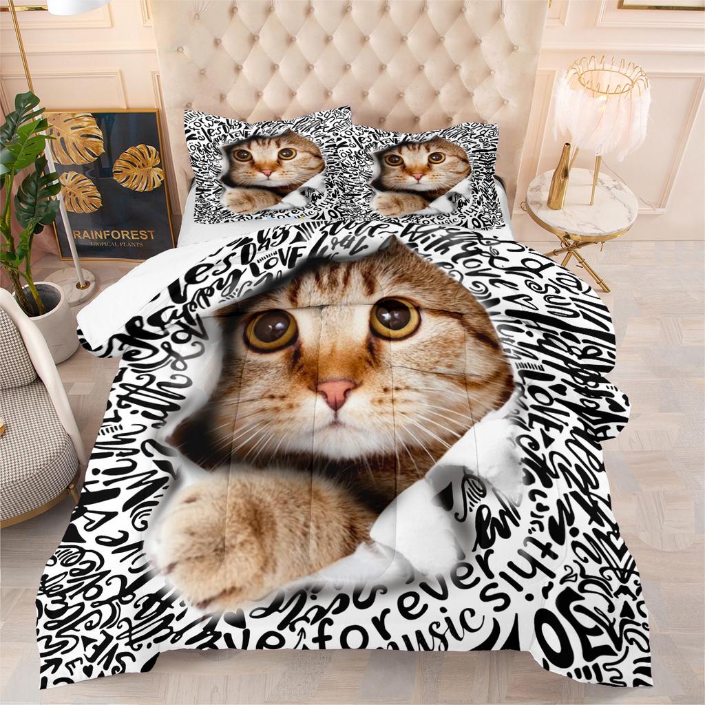 Butterfly Yak Rose Cat Digital Printing Bedding Kit Three-piece Quilt Cover