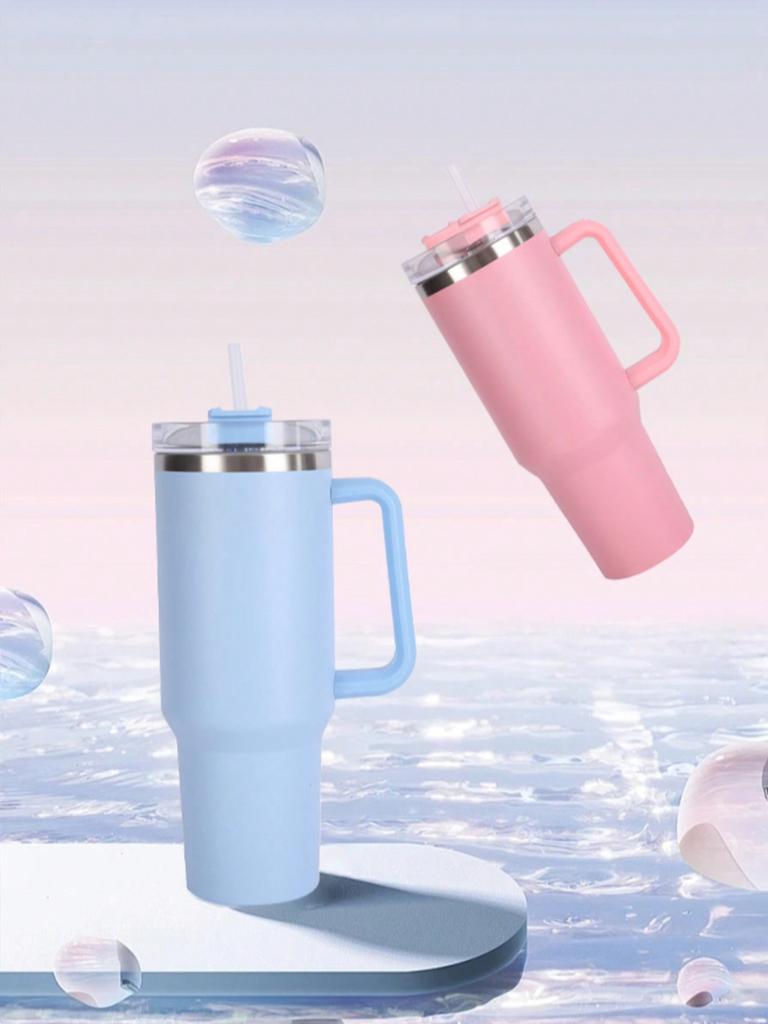 1pc 1200ML/40oz Handle Insulated Water Bottle, 304 Stainless Steel, Car Cup, Insulated for Brewing or Cooling Beer and Cola