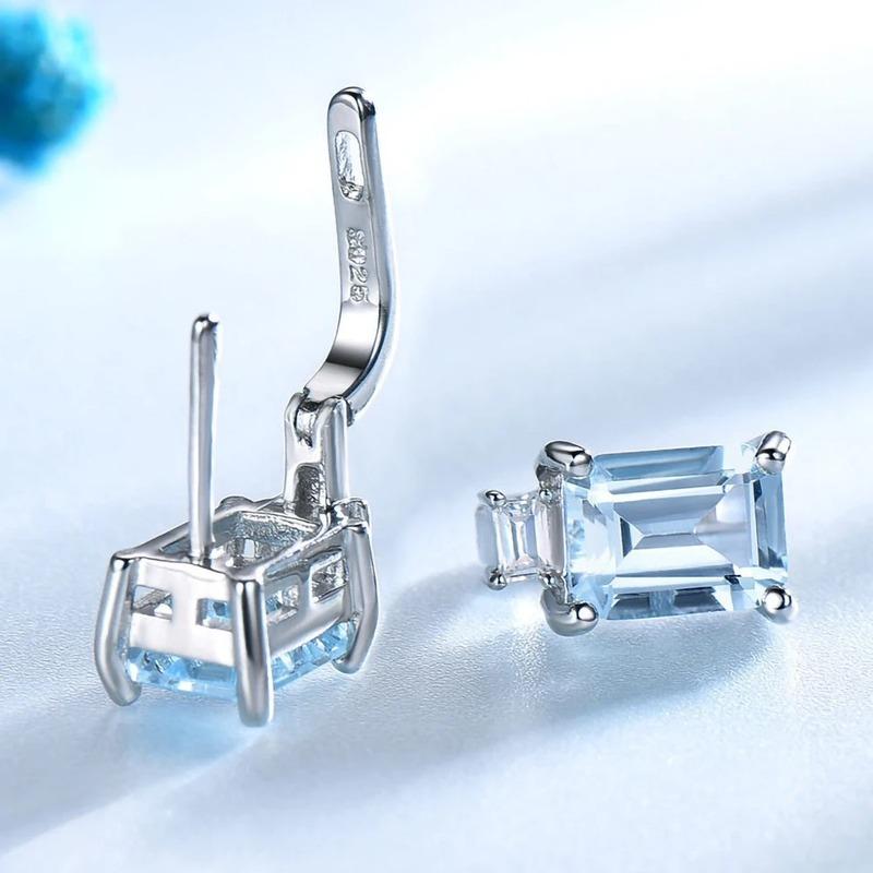 925 Sterling Silver Clip Earrings For Women Natural Gemstone  Earrings Blue Pink Emerald  Premium Topaz Fine Jewelry Party  Gift