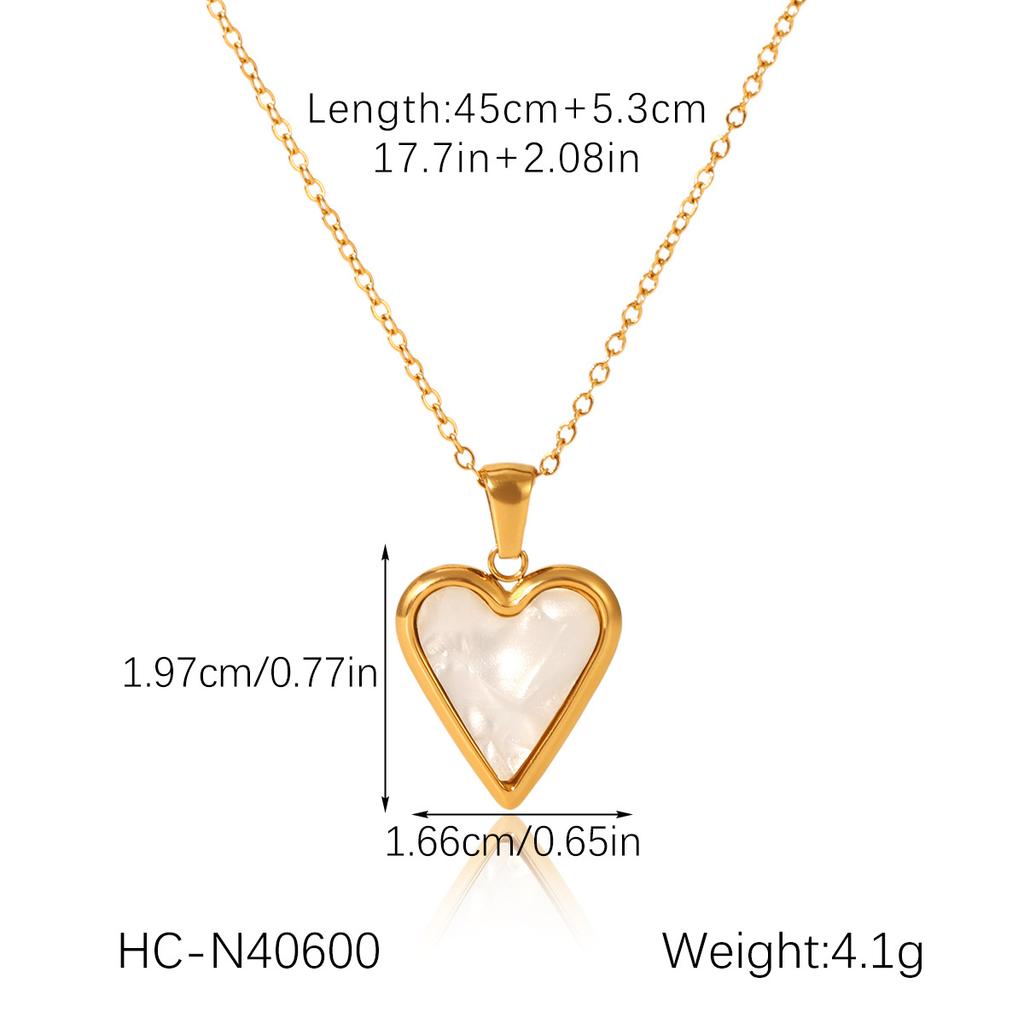 Stainless Steel Sun Heart Pendant Necklace with Diamond Inlay, White Shell Titanium Steel Necklace, Light Luxury Niche Jewelry