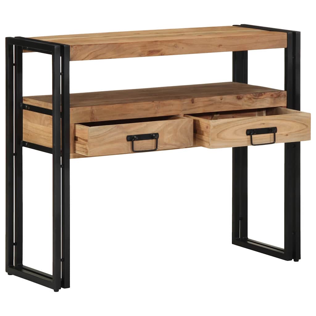 Console Table with Shelf Brown 90 X 33 X 75 Cm Solid Acacia Wood