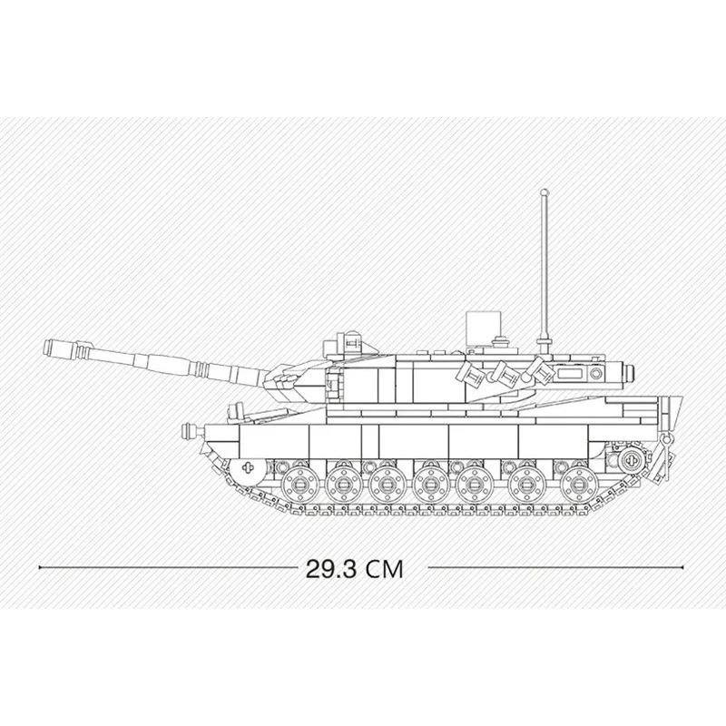 Sluban 766PCS Leopard 2A5 Main Battle Tank Model Building Blocks 1/35 Scale WW2 Tank Army Soilder Set DIY Toys For Kids Gifts