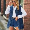 IHUASU Women's Vintage Denim Vest Jacket Loose Casual Trend Vests