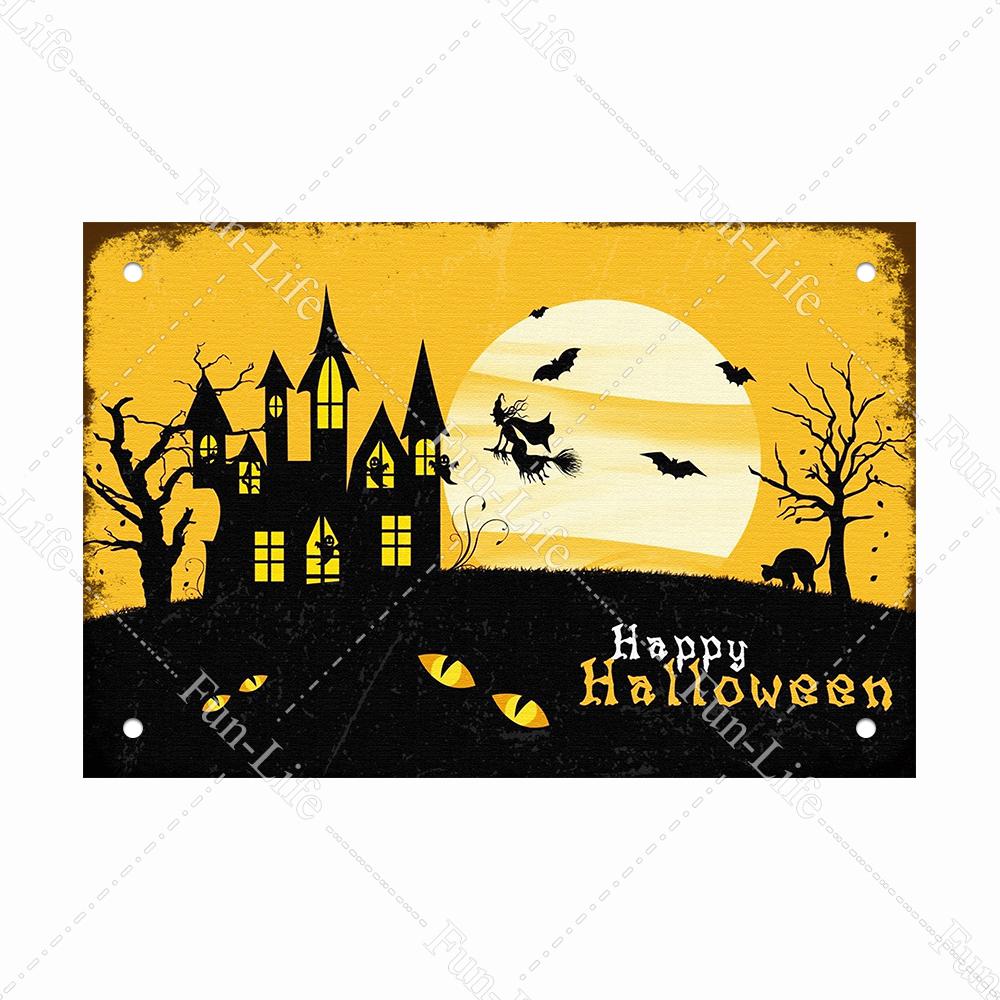 Halloween Shabby Chic Home Bar Festival Vintage Wall Decor Metal Tin Signs Pub Tavern Retro Pumpkin Decorative Plate 20x30cm
