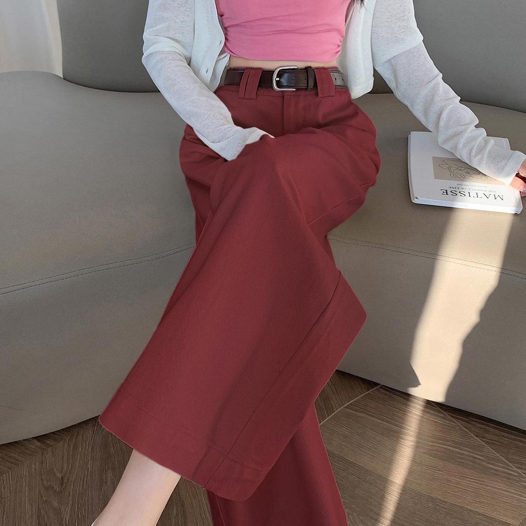 Women's Petite High-Waisted Tencel Washed Cotton Wide-Leg Slimming Cropped Pants