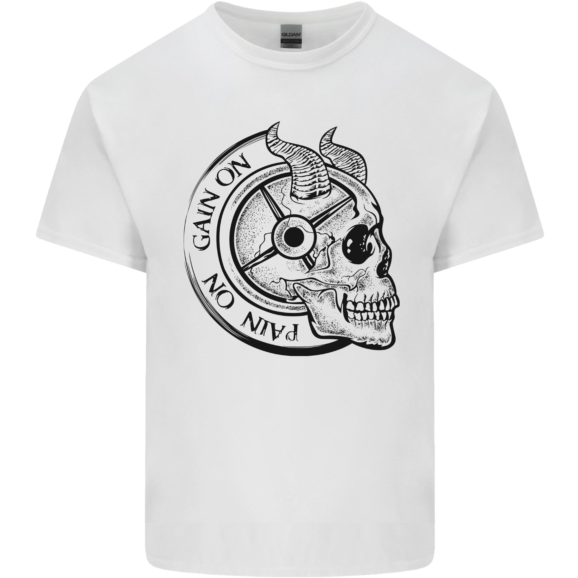 No Pain No Gain Devil Skull Gym Training Unisexs Light Cotton TShirt S