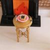 1/12 Scale Wooden Dollhouses Furniture Set Mini Wooden Table And Chair For Kids Floral Pattern