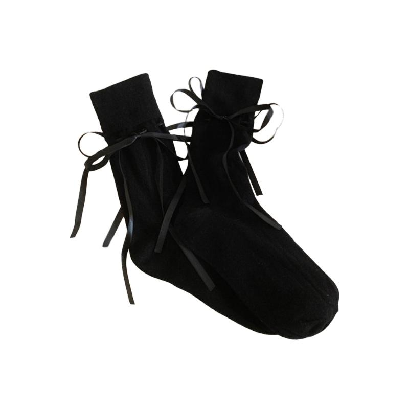 Japanese Style Sweet Waved Mesh Hollow-Out Short Crew Socks Student Girls Cute Lace Up Bowknot Ankle Socks for Womens