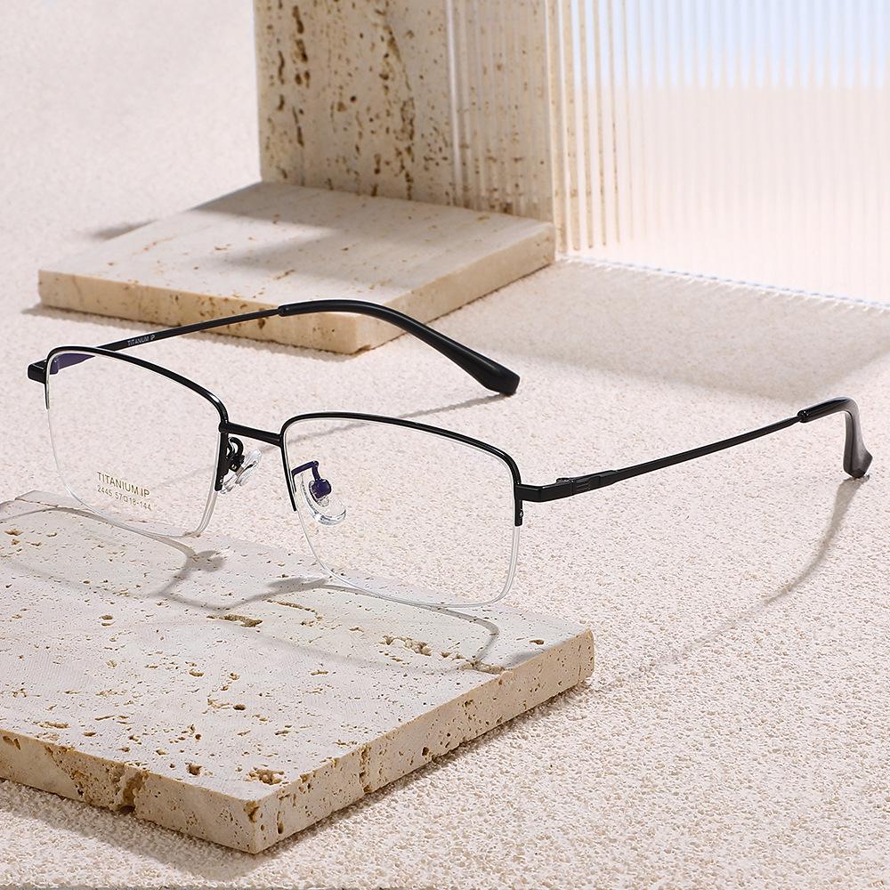 2024 Ultra-light Fashionable Square Semi-rim Titanium Blue Light Blocking Myopia Glasses