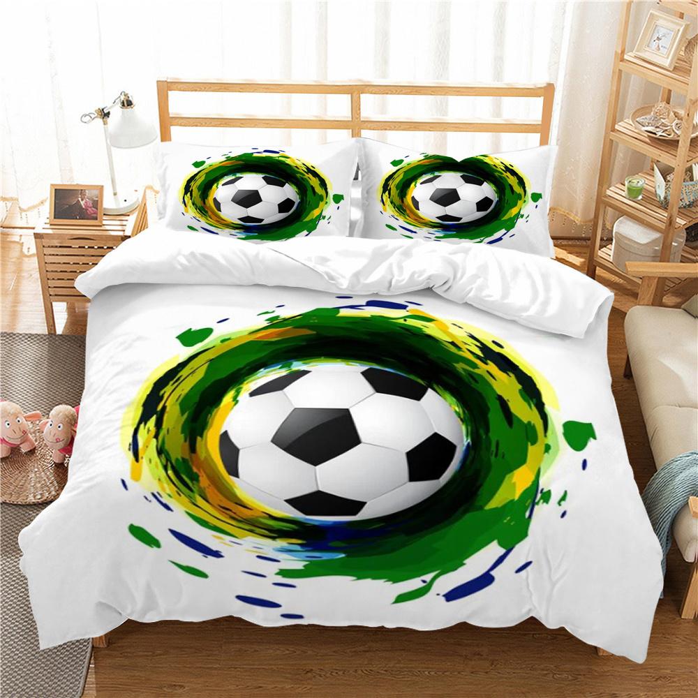 Kreatives Muster-Bettbezug-Set, 3D-Fußball-gedrucktes Heimbettwäsche-Set, Junge, Mann, Einzelbett, Doppelbett, atmungsaktives Bettbezug-Set