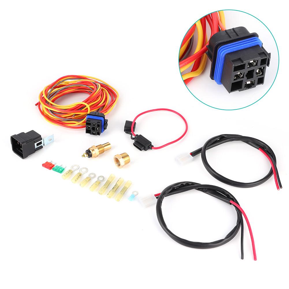 Electric Cooling Fan Wiring Harness Kit Dual Single 165 185 W Thermostat 40 AMP Relay