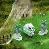 Halloween Skull Head Lawn Stakes: Haunted Escape Room Decor - Undead Trio