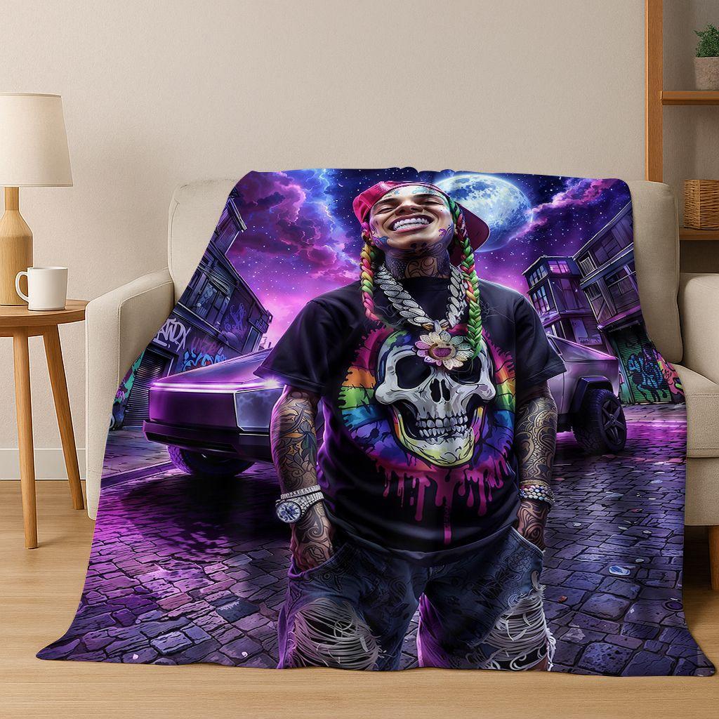 2026 New Legend Rappers Star Art Cartoon Hip Hop Flannel Blanket,Cozy Soft Throw Blanket for Home Bedroom Bed Sofa Cover Gift