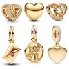 New Love Letter Envelope & Sparkling Love Stamp Dangle Charm Fit Pan Bracelet DIY Women Jewelry Valentine's Day Gift