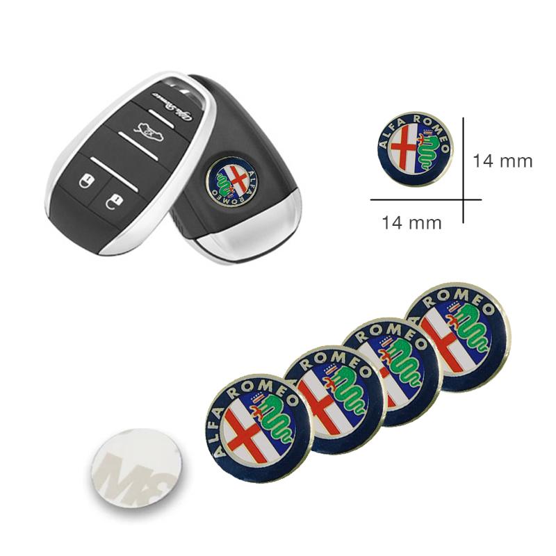 5 Piezas Pegatinas Emblema de Metal de Aluminio para Llave de Coche para Alfa Romeo 156 159 147 4C 8C 166 Giulia Giulietta Mito Stelvio Spider GT