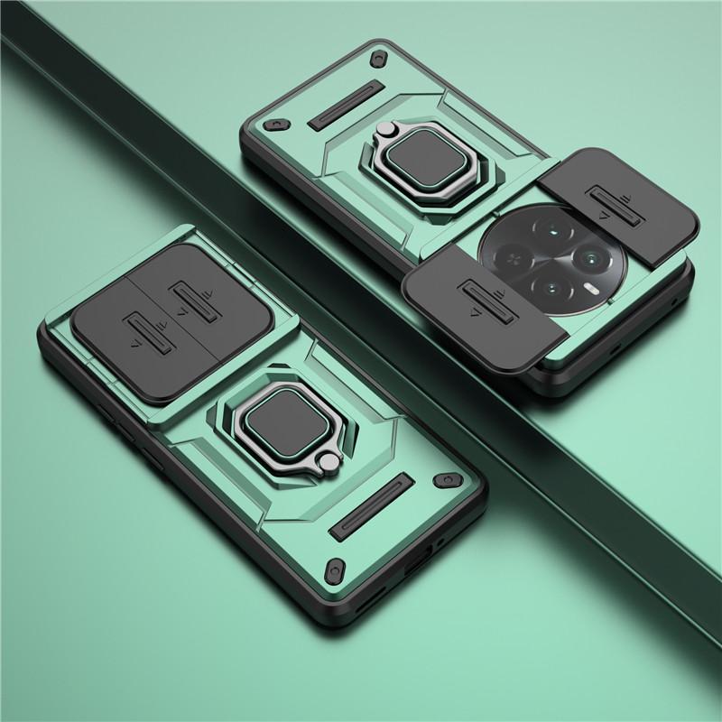 

Для Realme 12 Pro Plus Чехол Realme 12 Pro+ Чехол 6,7-дюймовый объектив с раздвижным окном Защитная броня Ударопрочный держатель Магнитный бампер For Realme 12 зелёный