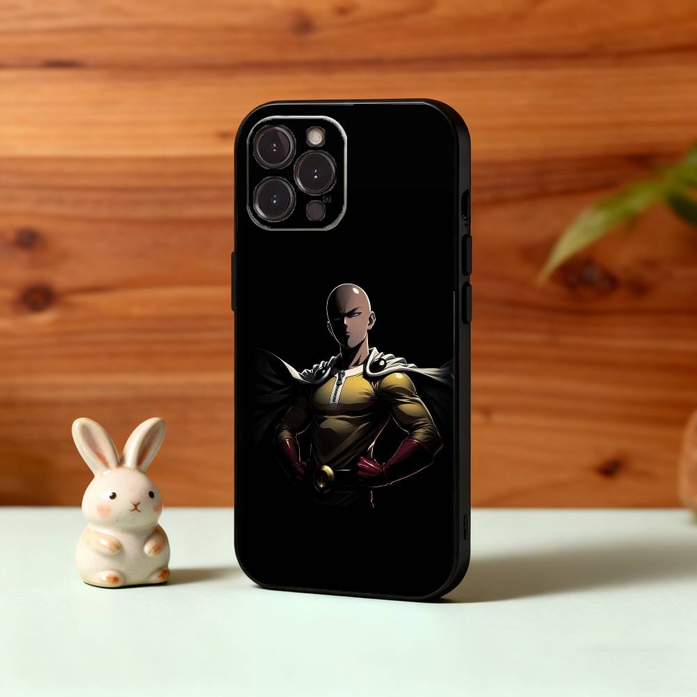 One P-Punch Anime S-Saitama M-Man Phone Case For iPhone17 16 15 14 13 12 11 Pro Max Plus,5G Soft Black Case