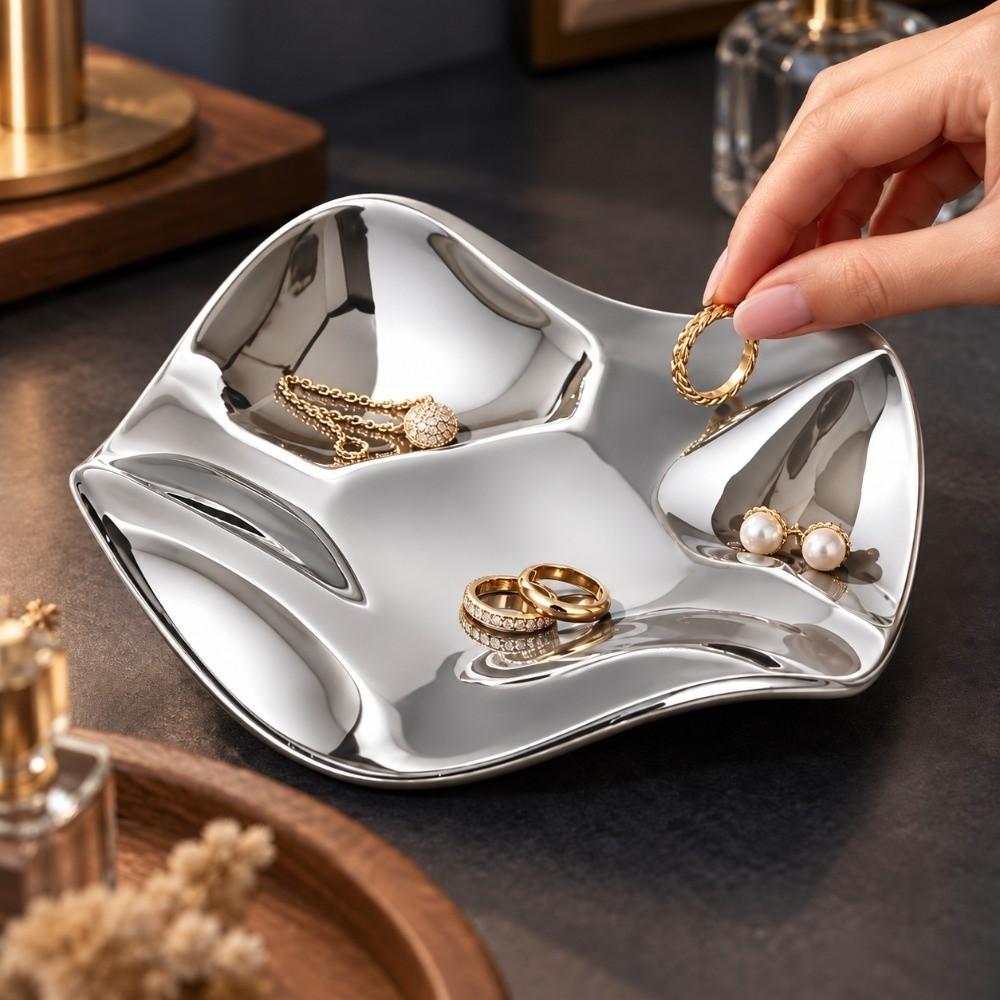Ceramic Ceramic Jewelry Tray Light Luxury Jewelry Storage Tray Decorative Vanity Plate Home