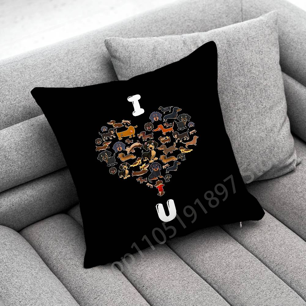 Dachshund Sausage Dog Puppy Christmas TREE Throw Pillow Case For 45*45cm 40cm 30cm 50cm 55cm Square Home Pillowcase Case