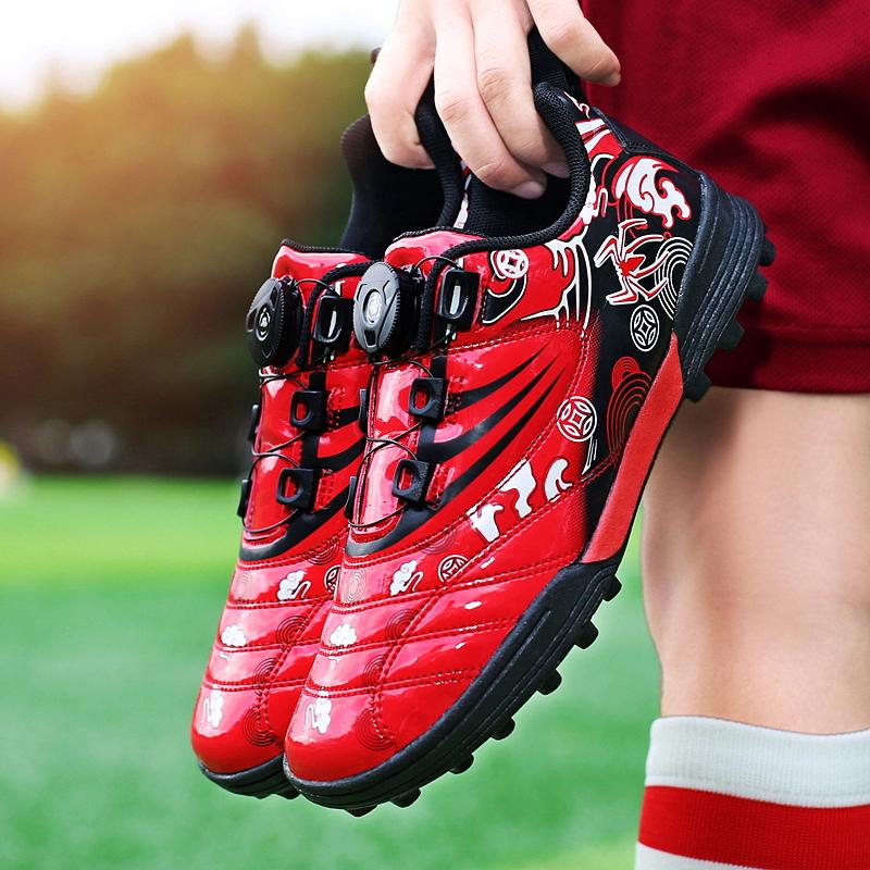 28-39 Children's High-quality Rotating Buttons Football Football Children's Patent Leather Art Format Lawn Training Football Boots