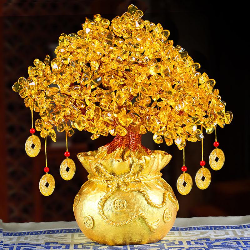 Natural Crystal Wealth Tree Ornament - Money Tree Business Gift