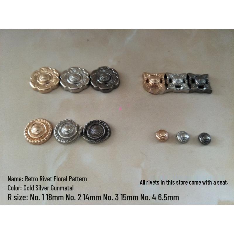 Retro Pattern Button-Shaped Alloy Punk Stud Rivets for DIY Jewelry and Accessories