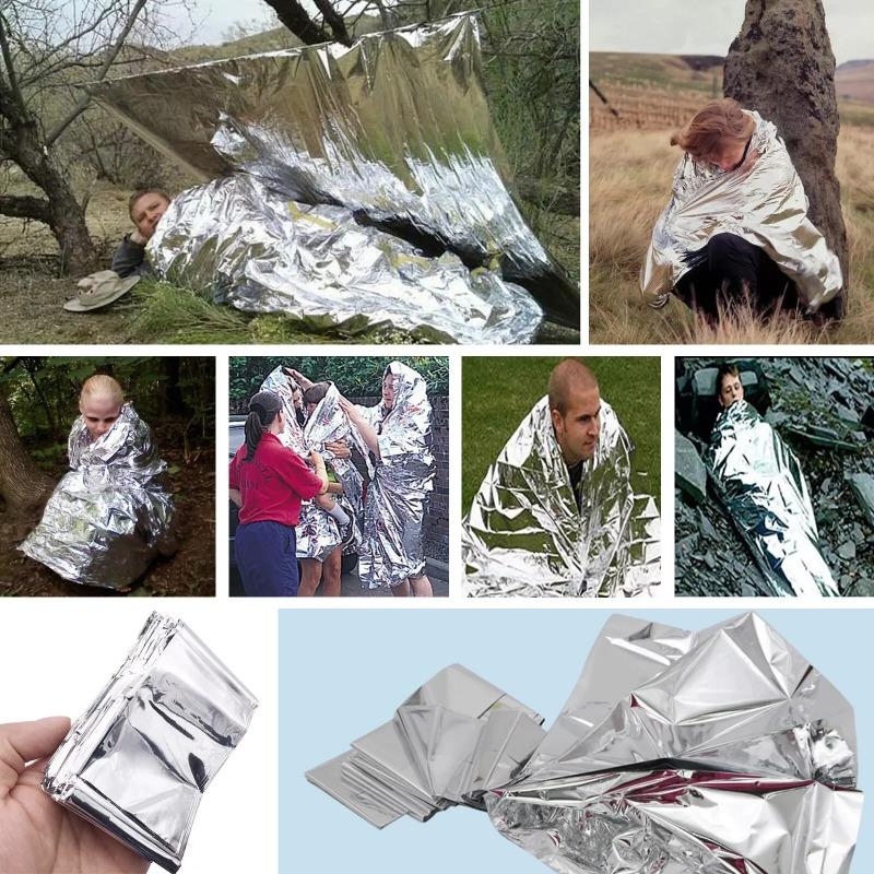 10 pz Coperta Termica di Emergenza da Esterno Sopravvivenza Primo Soccorso Kit di Soccorso Militare Antivento Impermeabile Foglio Termico Per Campeggio