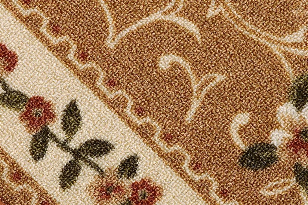IKEHIKO Hallway Rug, Floral Pattern, Elegance, Water-Repellent, Campbell Beige, Approx. 60 X 340cm #4730119