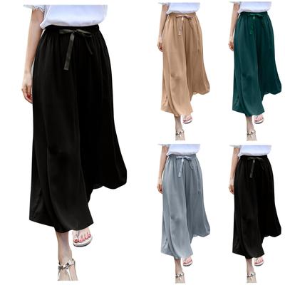 Women's Casual Chiffon Wide-leg Pants Solid Color Loose Showing Thin Temperament Nine-point Pants