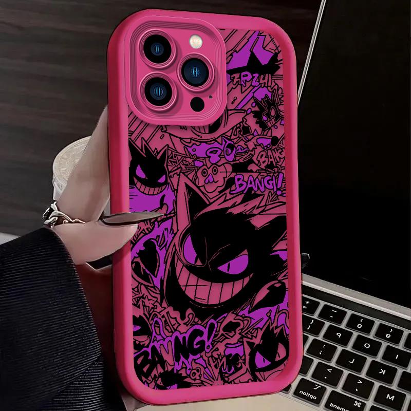 Luxury Gengar P-Pokemon Soft Case For iPhone 17 Air 16 16E 15 14 13 12 11 Pro Max X XS X S Max XR SE 2020 SE4 7 8 Silicone Cover