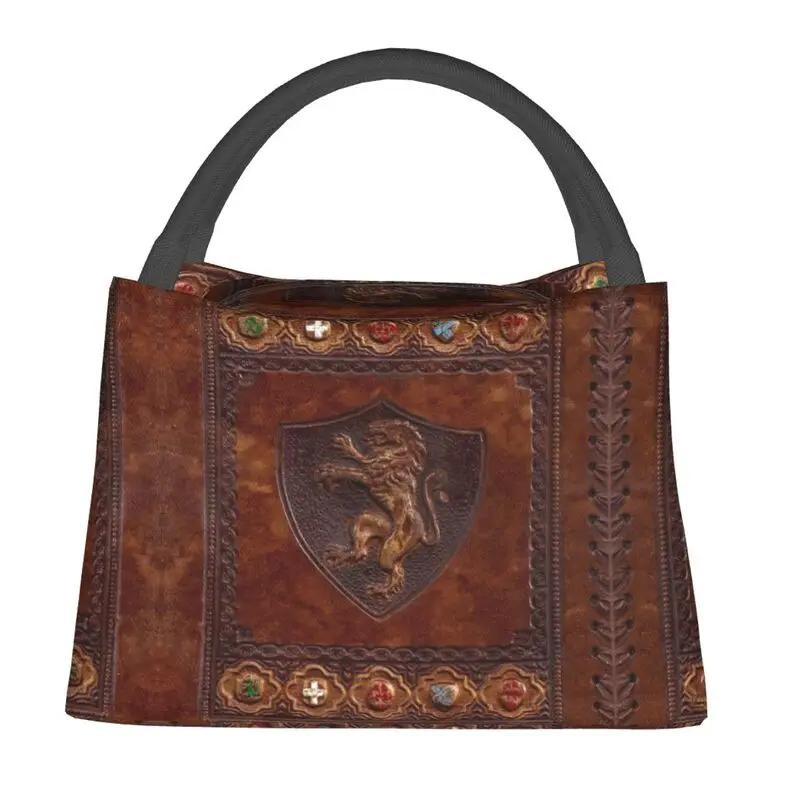 

Коричневый кожаный дизайн, изолированный ланч-бокс для пикника на открытом воздухе, винтажные текстуры, узор, герметичный, охладитель, термобокс для обеда для женщин 28x17x16CM слоновая кость