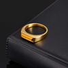 Vintage Square Natural Stone Signet Ring for Men, Minimalist Gold Plated Stainless Steel Rings, Fashion Jewelry Gift to Father