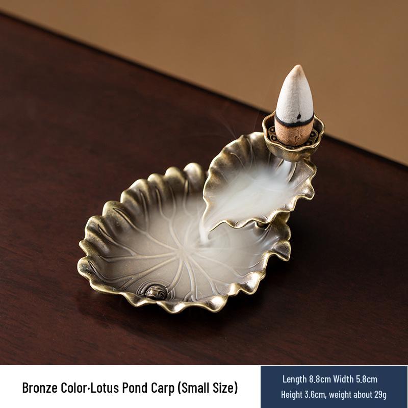 Cross-Flow Lotus Pond Moonlight Incense Burner - Zen Sandalwood Lotus Leaf Ornament