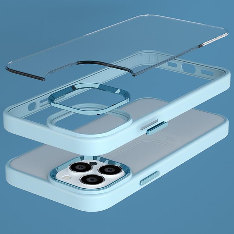 For iPhone 15 Plus Skin-touch Candy Color TPU+PC Phone Case High Transparency Back Cover