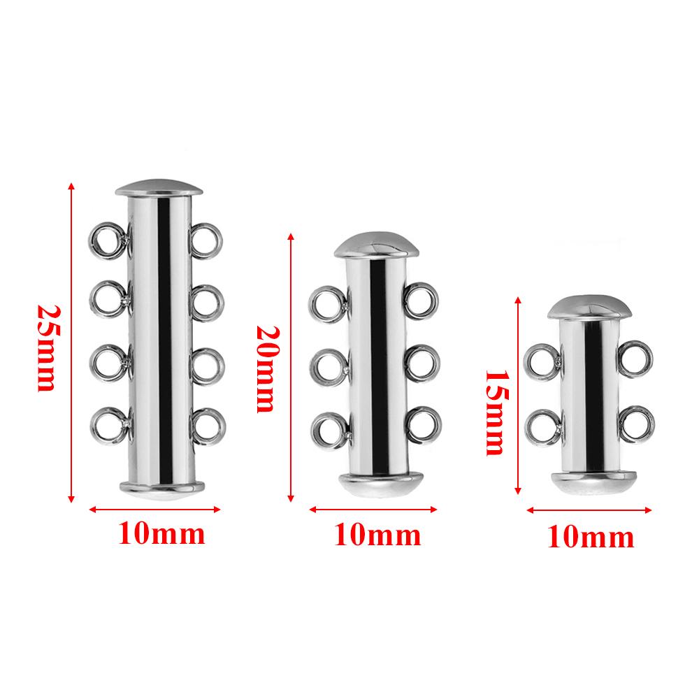 3pcs Stainless Steel Magnetic Slide Tube Clasps for DIY Layer Necklace Bracelet 3 Loops Connectors Jewelry Findings Supplies