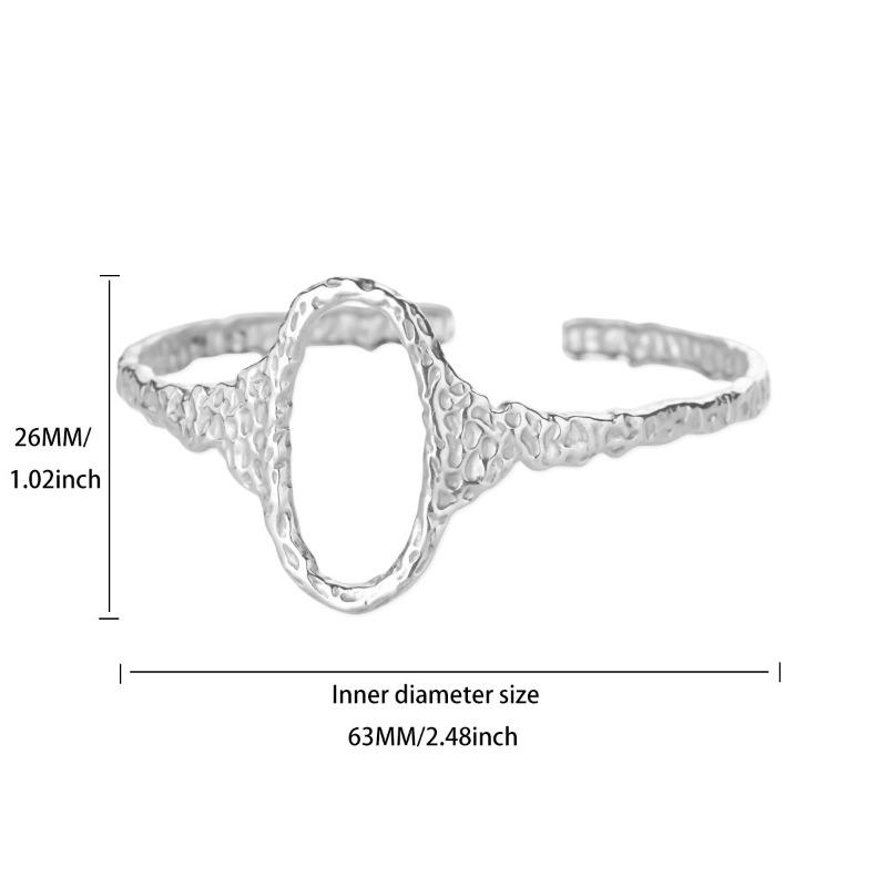 Fashion popular minimalist hollow oval bracelet geometric stainless steel hammer hollow bracelet women's niche bracelet