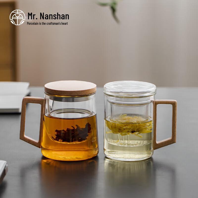 Mr. Nanshan Tea Infuser Glass Cup with Beechwood Lid