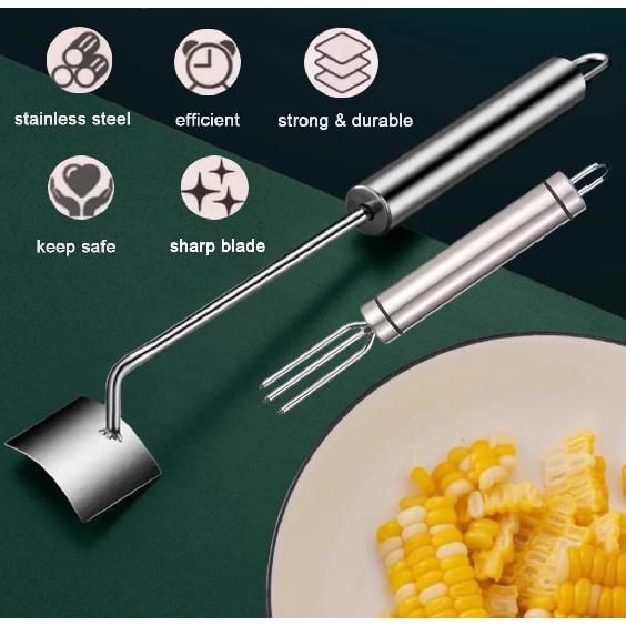 Corn Peeler, Corn Peeler for Corn on the Cob, Stainless Steel Corn Cob Stripper Tool Set, Avoid Cutting the Hands, Gift for Cooking Enthusiasts,