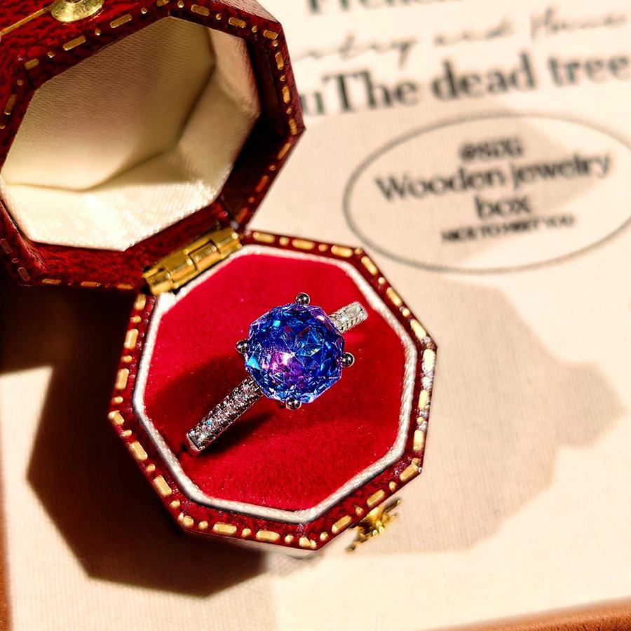 Octagonal Millennium Rose Cut Paraiba Necklace Pendant With High Carbon Diamond Colorful Diamond Stud Earrings Yellow Diamond Ring Women