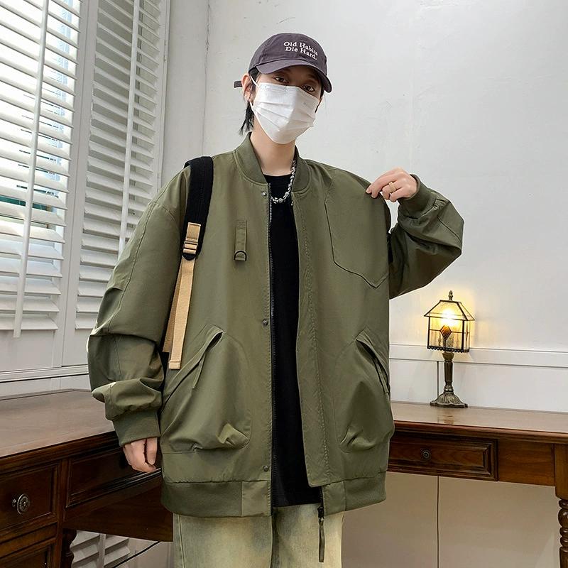Men's Spring and Autumn Thin Plus Size Solid Color Zipper Casual and Comfortable Workwear Jacket