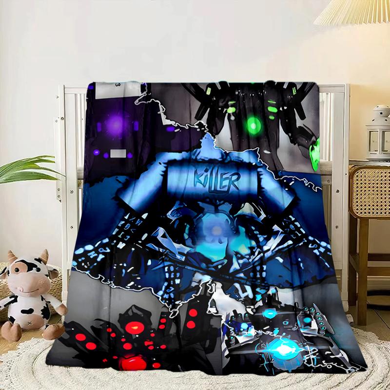 Robot Invasion Alert Blanket Flannel Blanket for Bed, Sofa, Camping, Hiking, Picnic Essentials, Gift for Family Fan Gifts