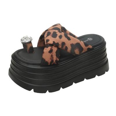 Sandálias de Plataforma com Strass de 8CM Sandálias de Encaixe Femininas Casuais para Exterior Chinelos de Verão para Praia Caminhada Sapatos Chunky