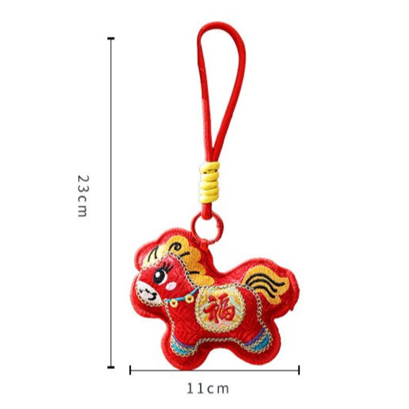 New Year of The Horse Celebration Embroidery Bag Small Pendant Decoration Car Interior Hanging Decoration
