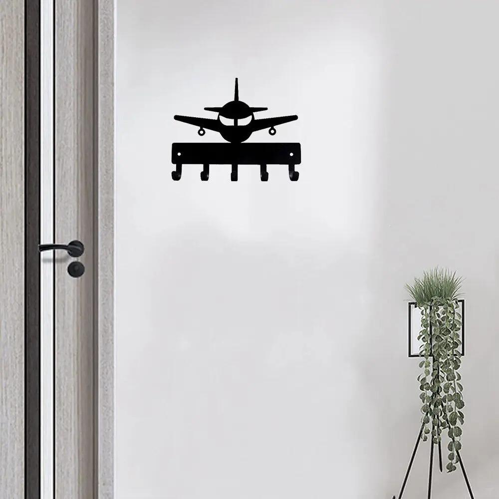 1pc "Airplane #1 Key Rack Hanger - 6 Inch Wide Metal Wall Art for Aviation Enthusiasts