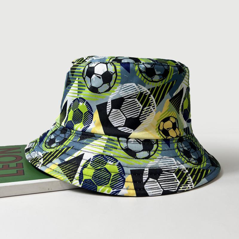 Football Graffiti Fisherman Hat Men's Nostalgic Classic Cartoon Pattern Thin Basin Hat Women's Outdoor Sun Hat